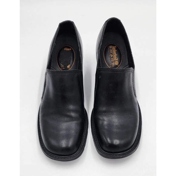 Timberland Y2K Chunky Black Leather Loafer Block Heel Slip On Size 8.5M - Picture 4 of 11